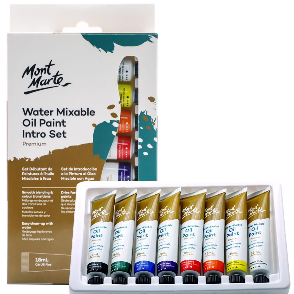 Amazon.com: Mont Marte Oil Paint Set Water Mixable 8x18ml